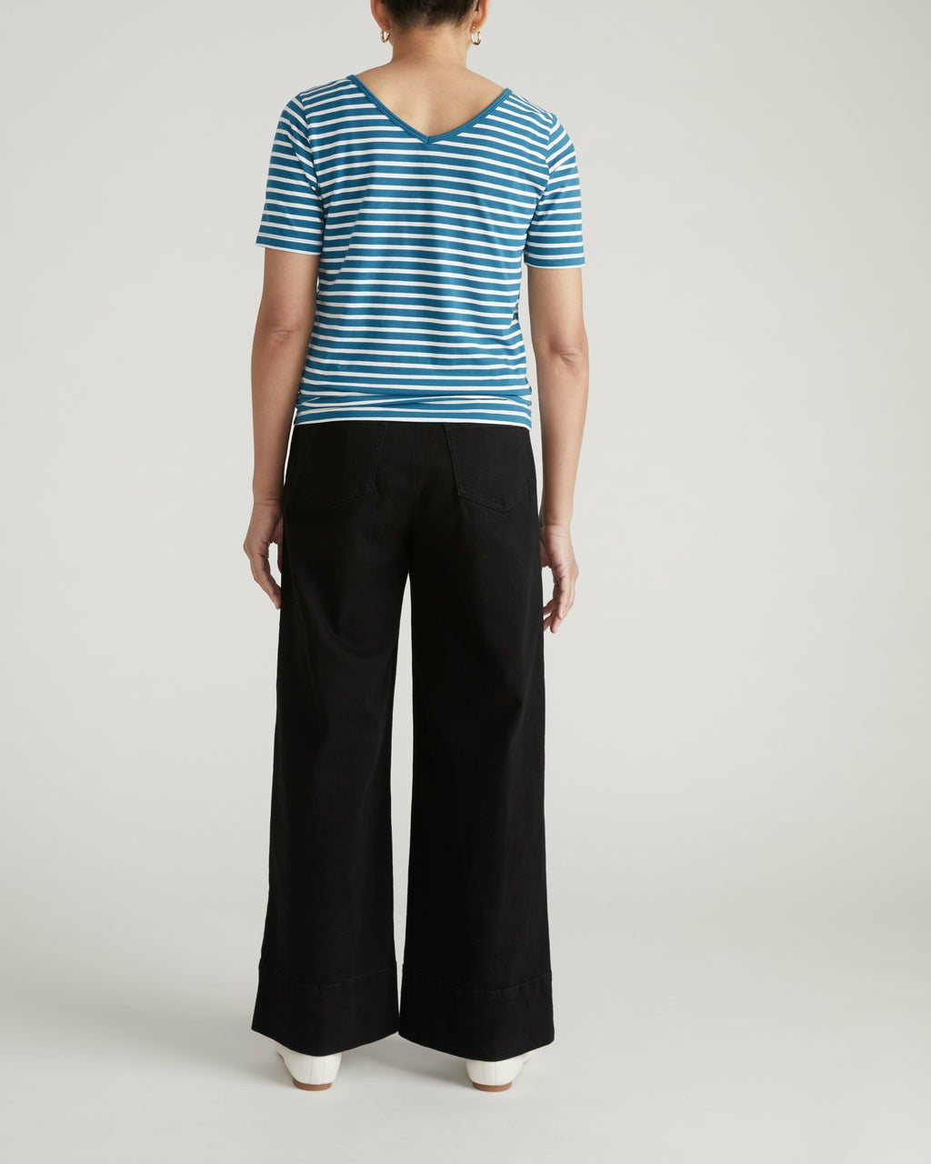 Universal Standard Double V Tee - Ink Blue/White Stripe