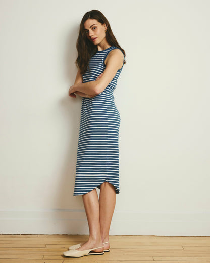 Universal Standard Cai High Neck Tank Dress - Ink Blue/White Stripe