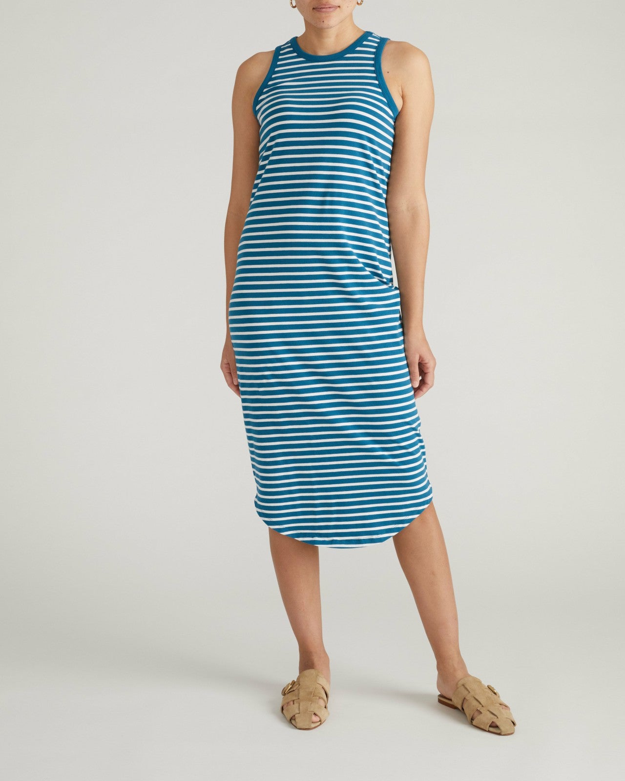 Universal Standard Cai High Neck Tank Dress - Ink Blue/White Stripe