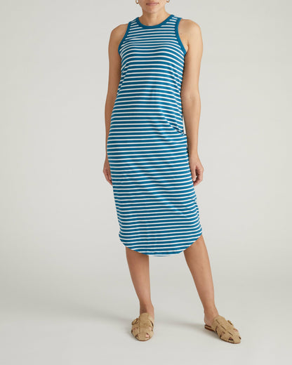 Universal Standard Cai High Neck Tank Dress - Ink Blue/White Stripe