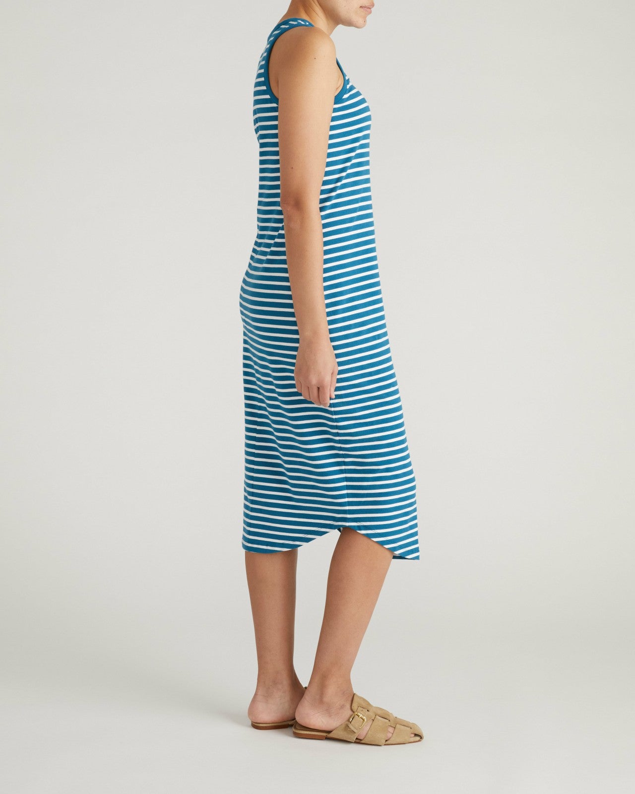 Universal Standard Cai High Neck Tank Dress - Ink Blue/White Stripe