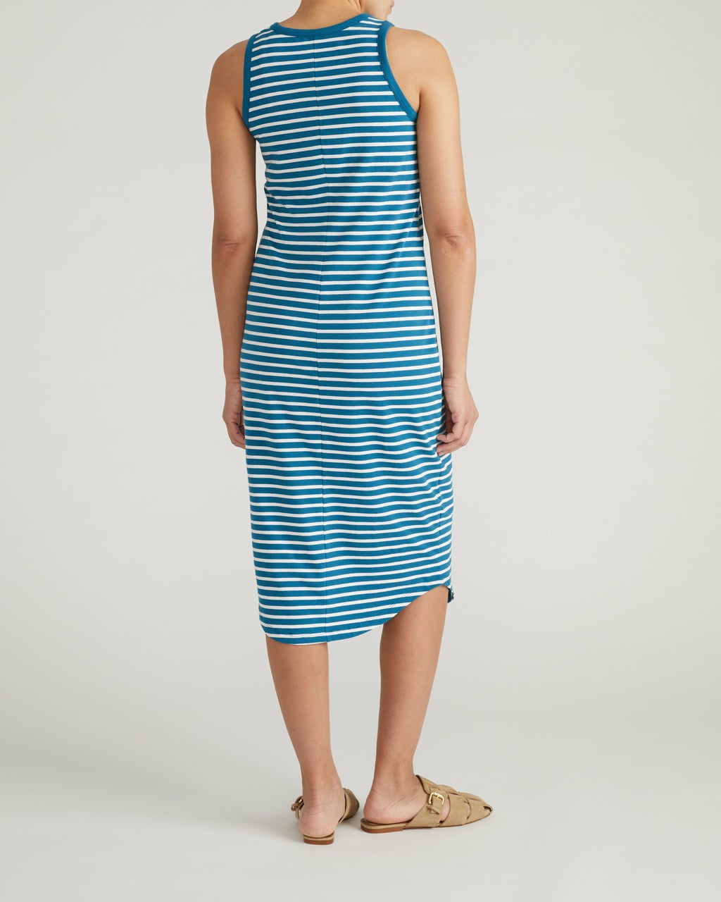 Universal Standard Cai High Neck Tank Dress - Ink Blue/White Stripe