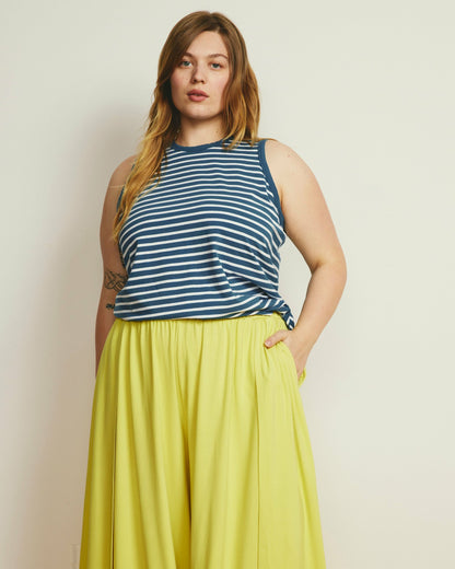 Universal Standard Cai High Neck Tank - Ink Blue/White Stripe
