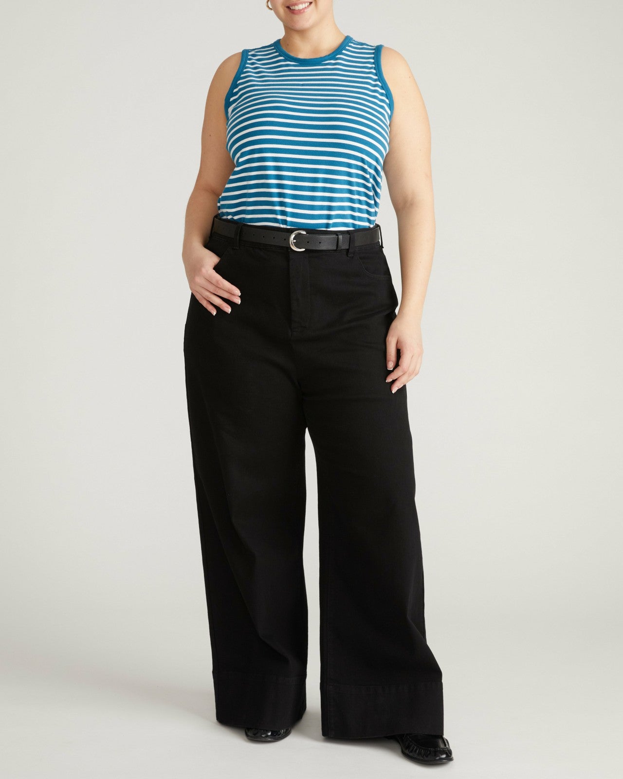 Universal Standard Cai High Neck Tank - Ink Blue/White Stripe