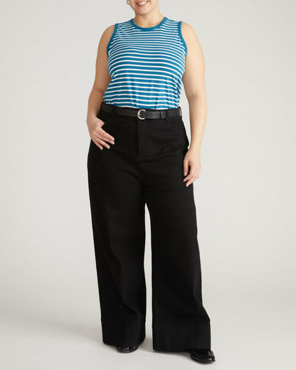 Universal Standard Cai High Neck Tank - Ink Blue/White Stripe