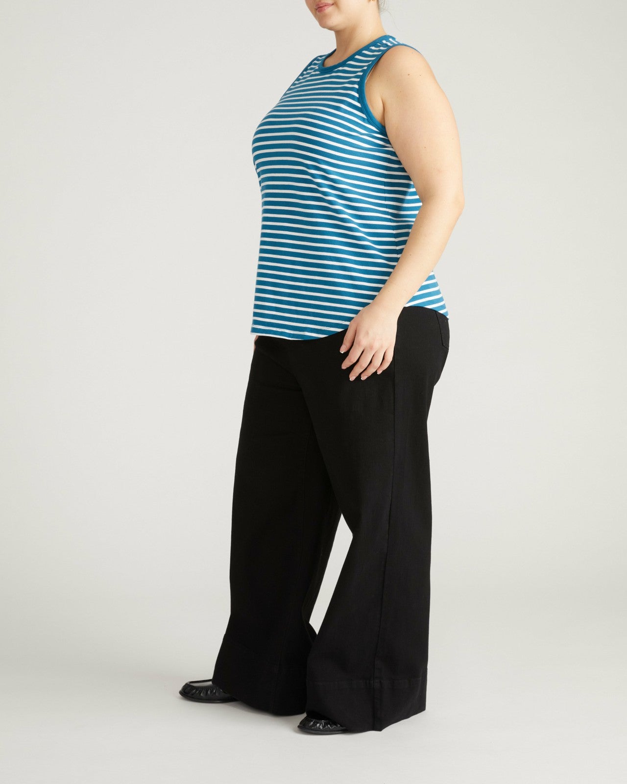 Universal Standard Cai High Neck Tank - Ink Blue/White Stripe