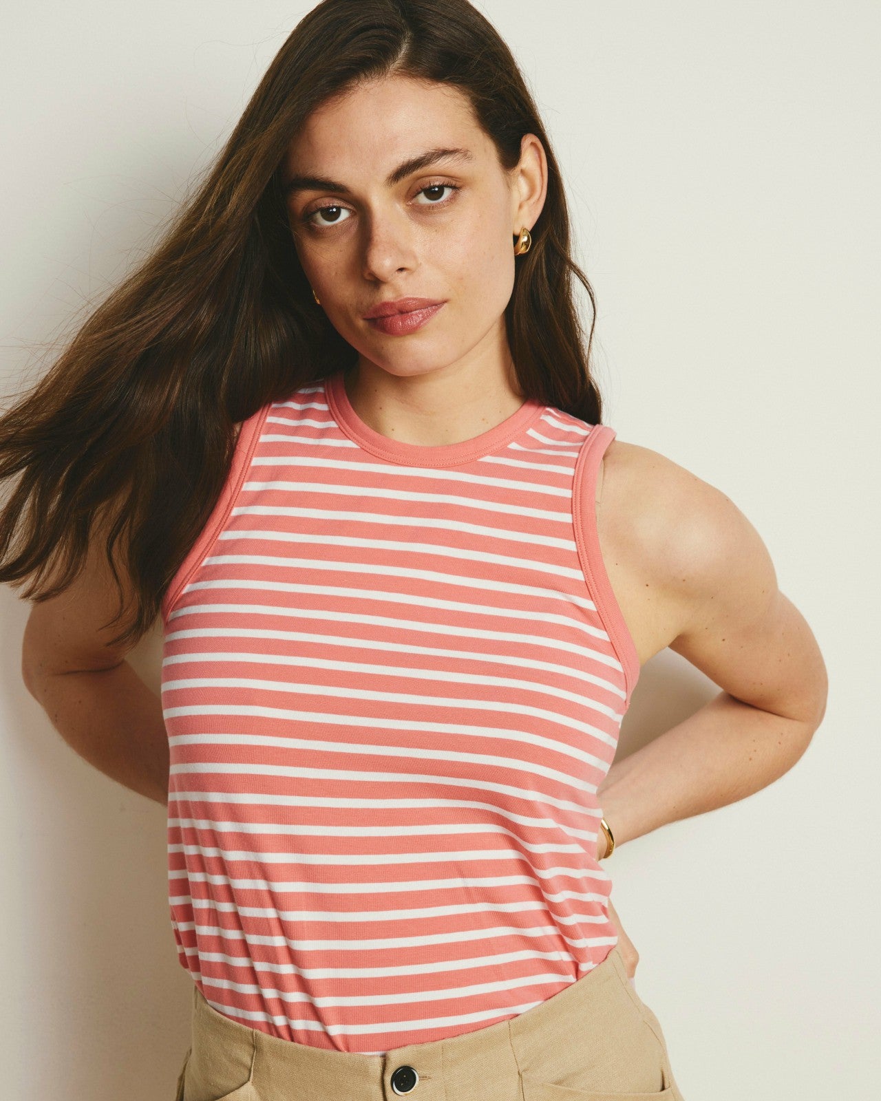 Universal Standard Cai High Neck Tank - Portrait Pink/White Stripe