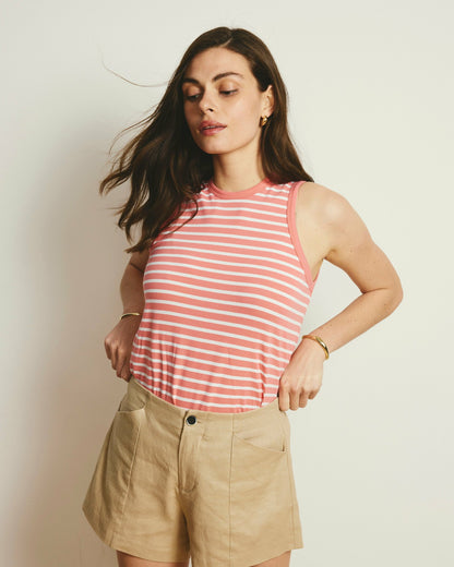Universal Standard Cai High Neck Tank - Portrait Pink/White Stripe