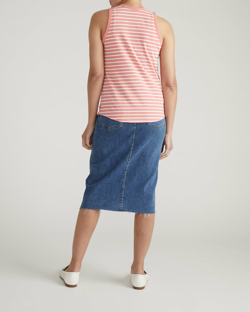 Universal Standard Cai High Neck Tank - Portrait Pink/White Stripe