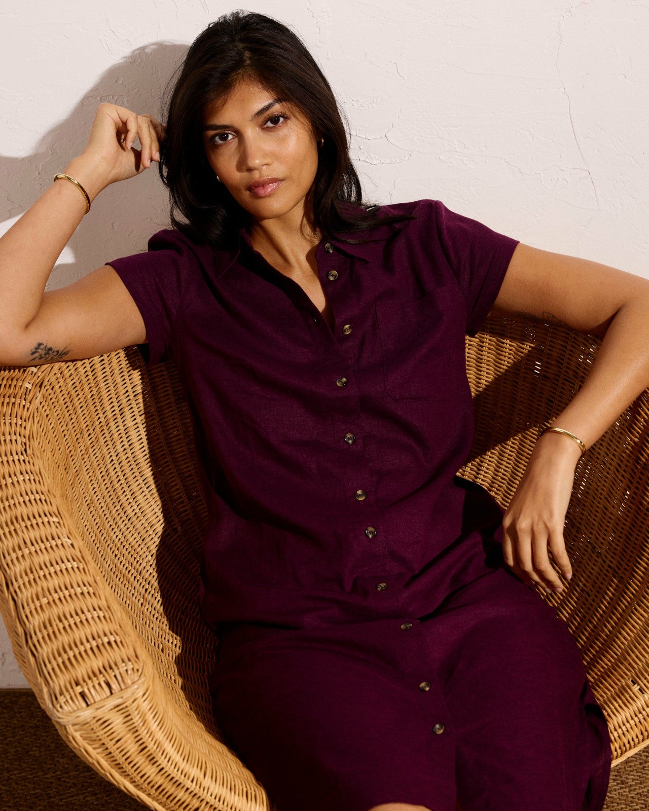 Universal Standard Dune Linen Blend Shirtdress - Acai