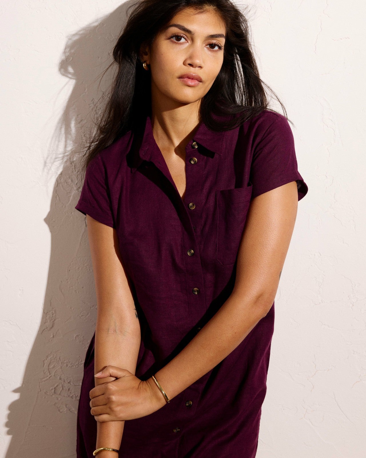 Universal Standard Dune Linen Blend Shirtdress - Acai