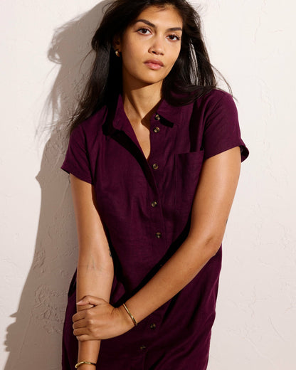 Universal Standard Dune Linen Blend Shirtdress - Acai