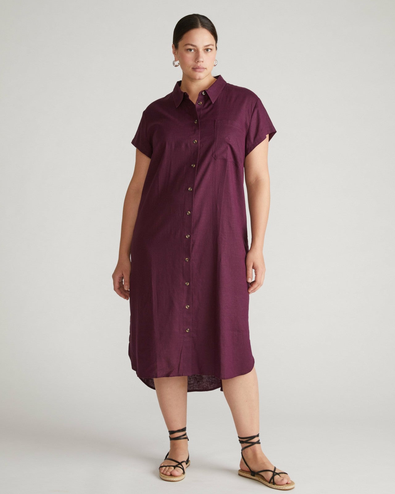 Universal Standard Dune Linen Blend Shirtdress - Acai