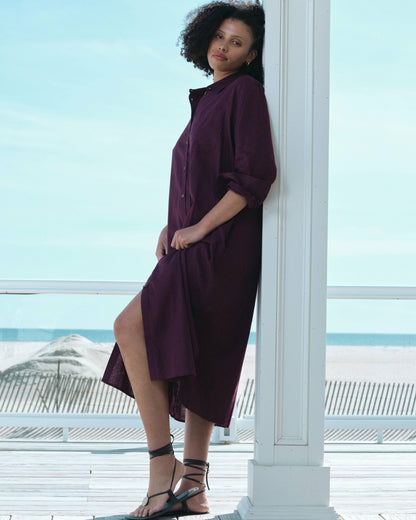 Universal Standard Odeon Linen Blend Shirtdress - Acai