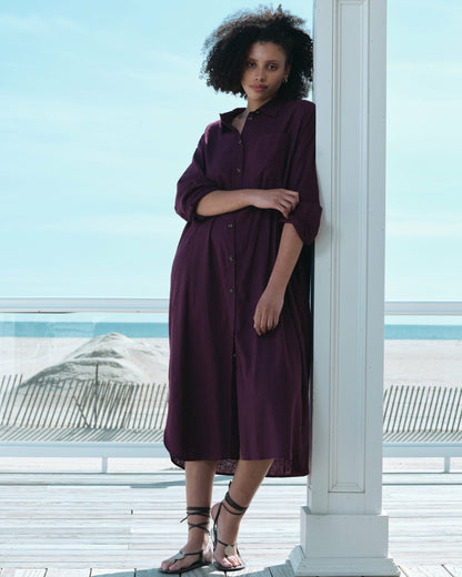 Universal Standard Odeon Linen Blend Shirtdress - Acai