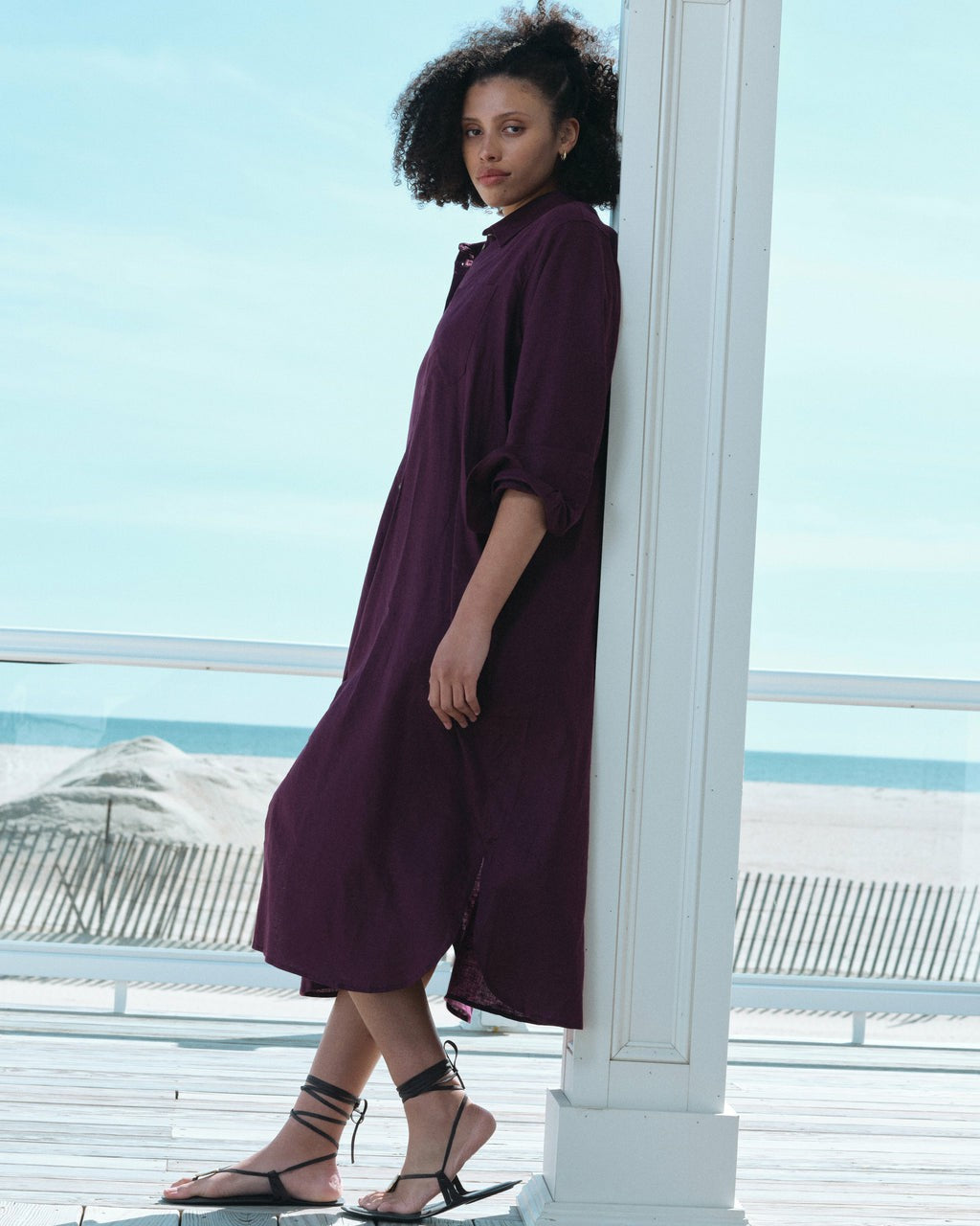 Universal Standard Odeon Linen Blend Shirtdress - Acai