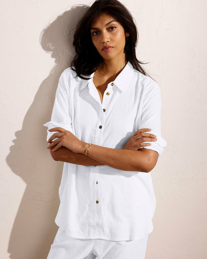 Universal Standard Dawn Linen Blend Hi Low Tunic - White