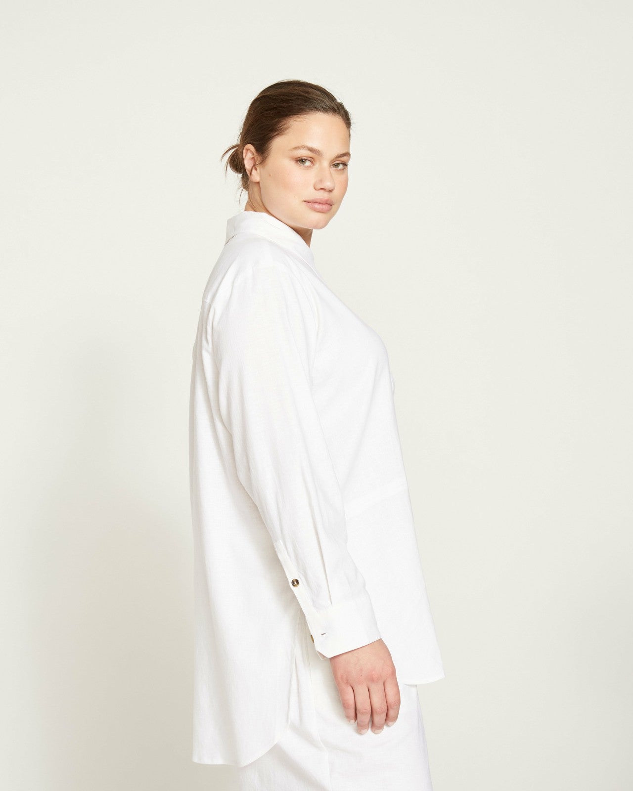 Universal Standard Dawn Linen Blend Hi Low Tunic - White