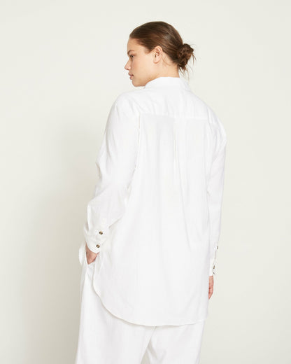 Universal Standard Dawn Linen Blend Hi Low Tunic - White