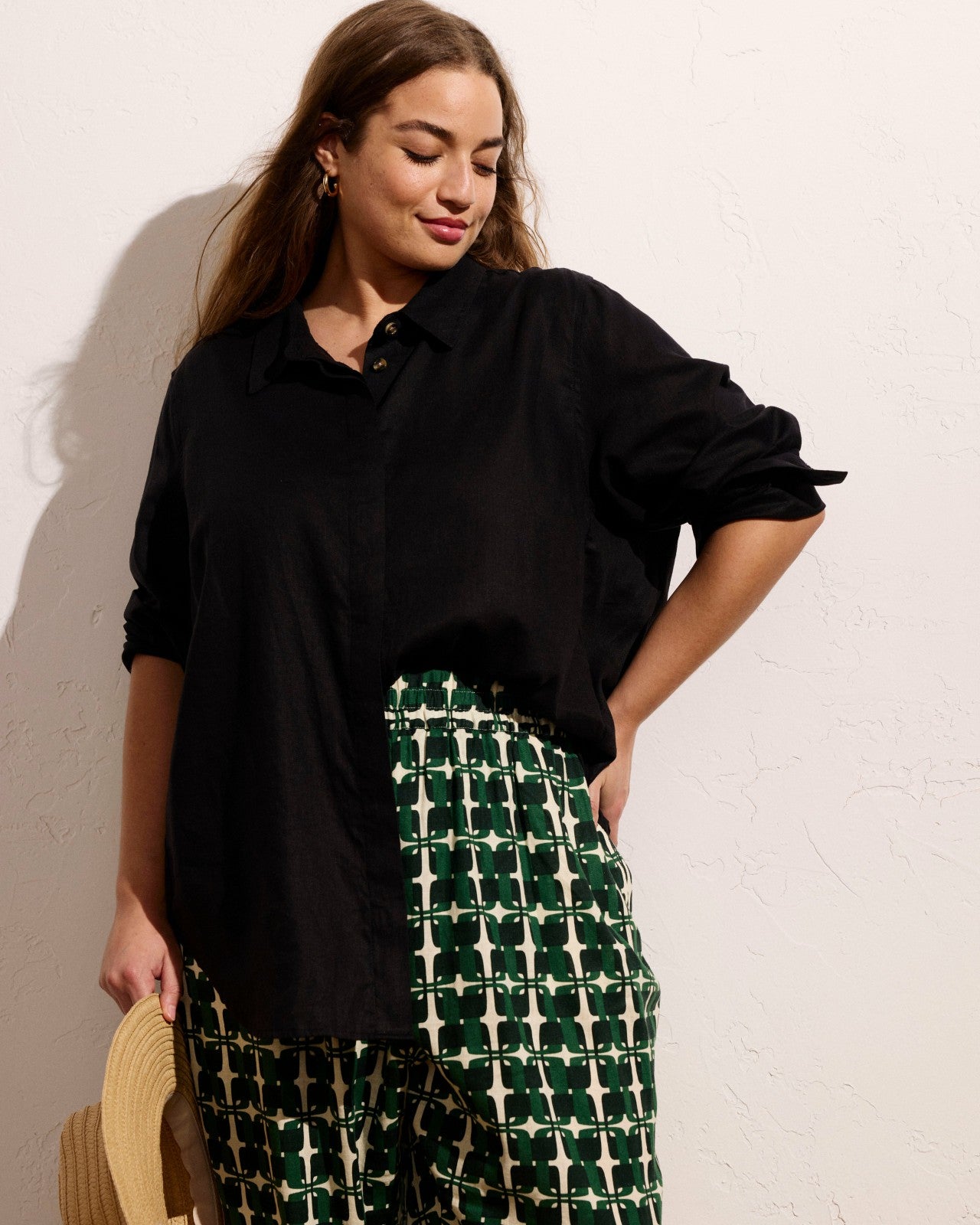 Universal Standard Dawn Linen Blend Hi Low Tunic - Black
