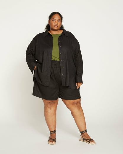 Universal Standard Dawn Linen Blend Hi Low Tunic - Black