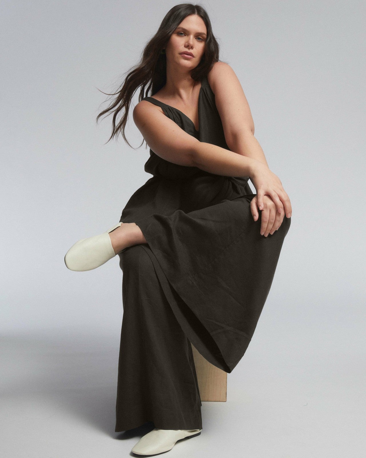 Universal Standard Promenade Linen Blend Jumpsuit - Black