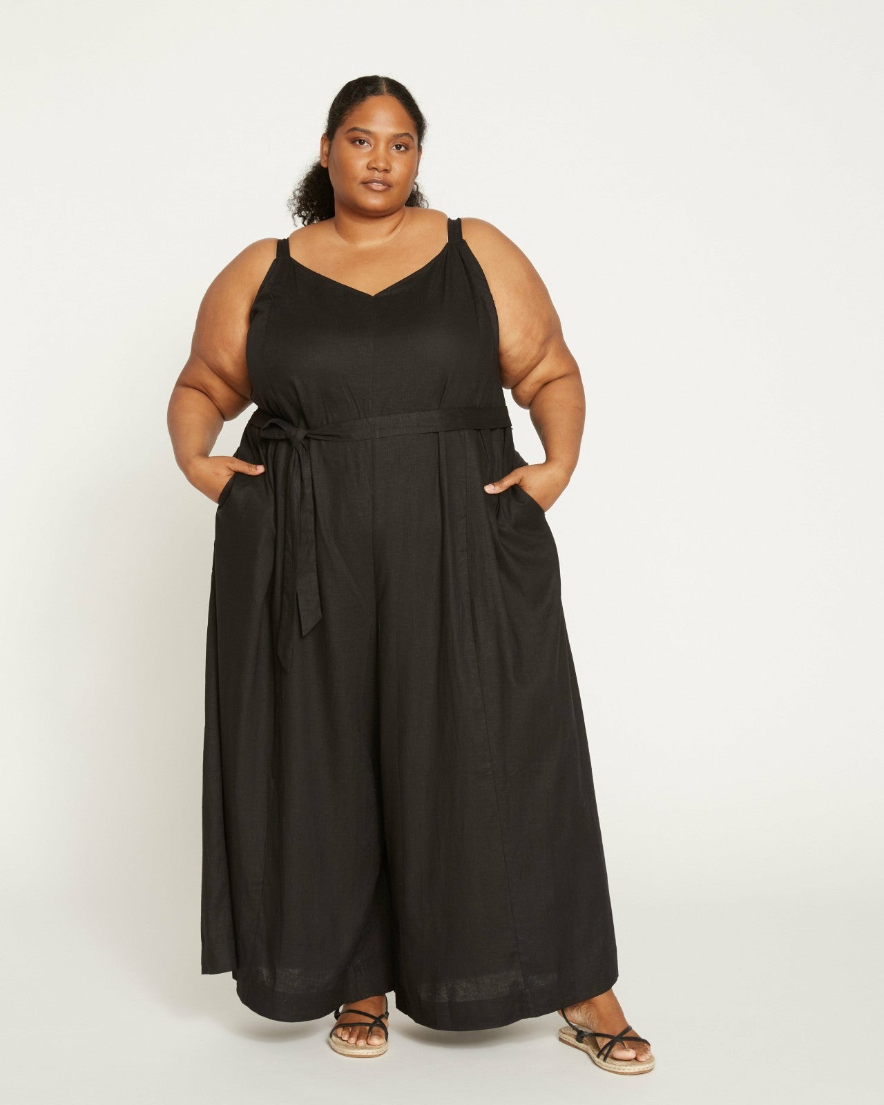 Universal Standard Promenade Linen Blend Jumpsuit - Black