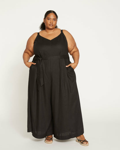 Universal Standard Promenade Linen Blend Jumpsuit - Black
