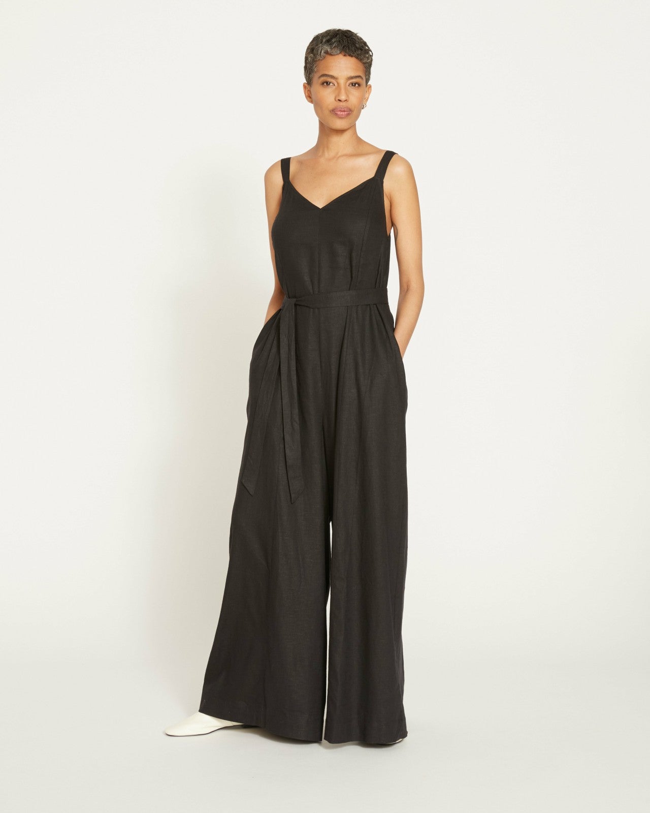 Universal Standard Promenade Linen Blend Jumpsuit - Black
