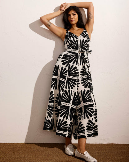 Universal Standard Promenade Linen Blend Jumpsuit - Ink Bloom Print