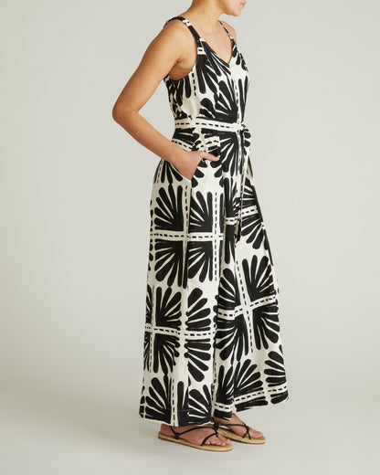 Universal Standard Promenade Linen Blend Jumpsuit - Ink Bloom Print
