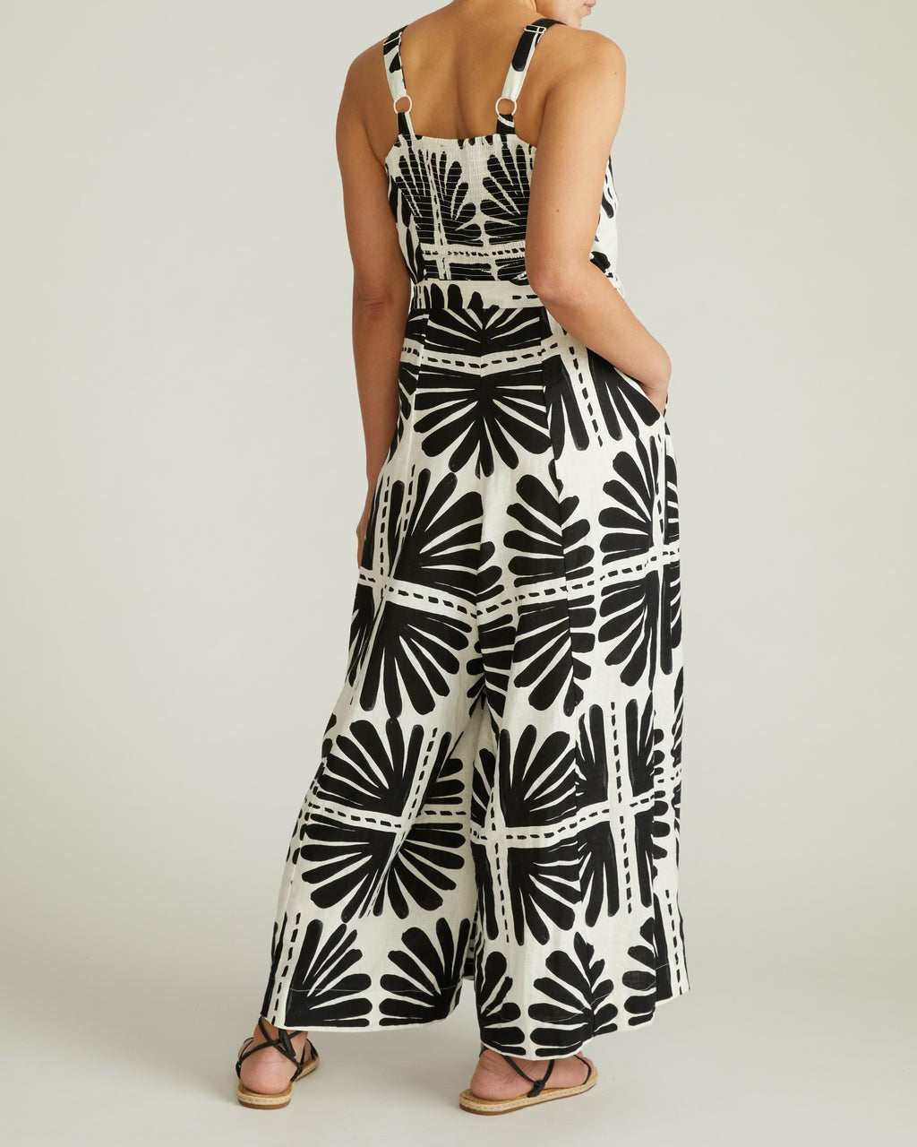 Universal Standard Promenade Linen Blend Jumpsuit - Ink Bloom Print