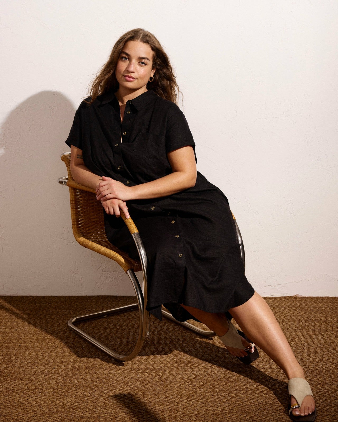 Universal Standard Dune Linen Blend Shirtdress - Black