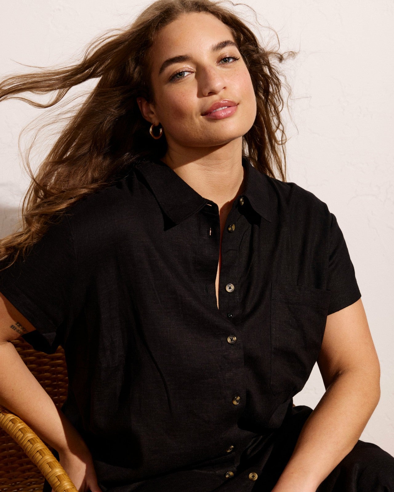 Universal Standard Dune Linen Blend Shirtdress - Black