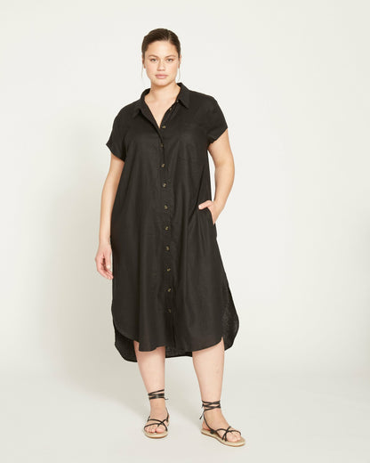 Universal Standard Dune Linen Blend Shirtdress - Black