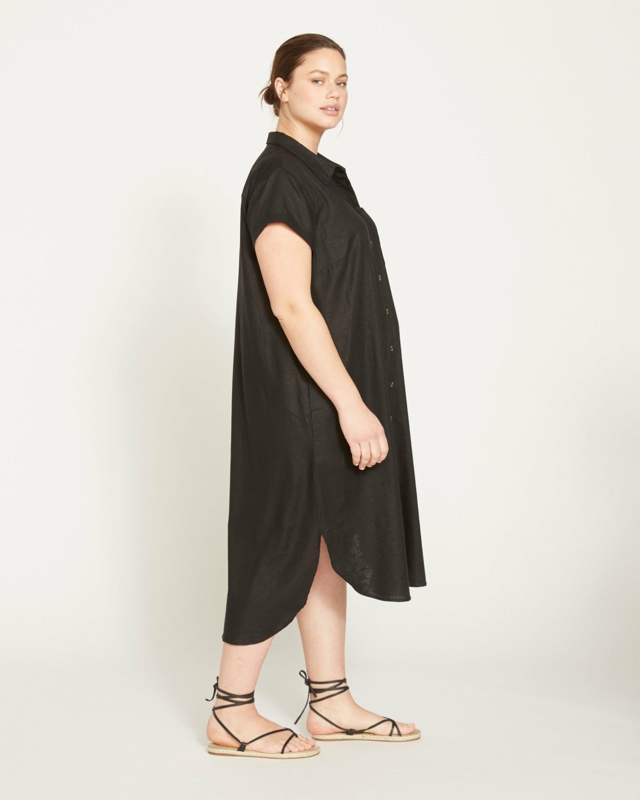 Universal Standard Dune Linen Blend Shirtdress - Black