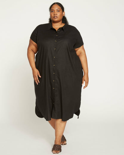 Universal Standard Dune Linen Blend Shirtdress - Black