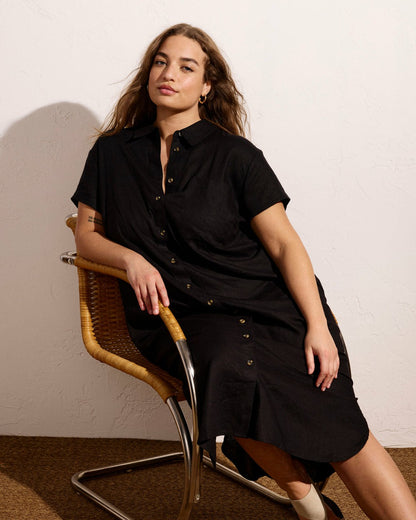 Universal Standard Dune Linen Blend Shirtdress - Black