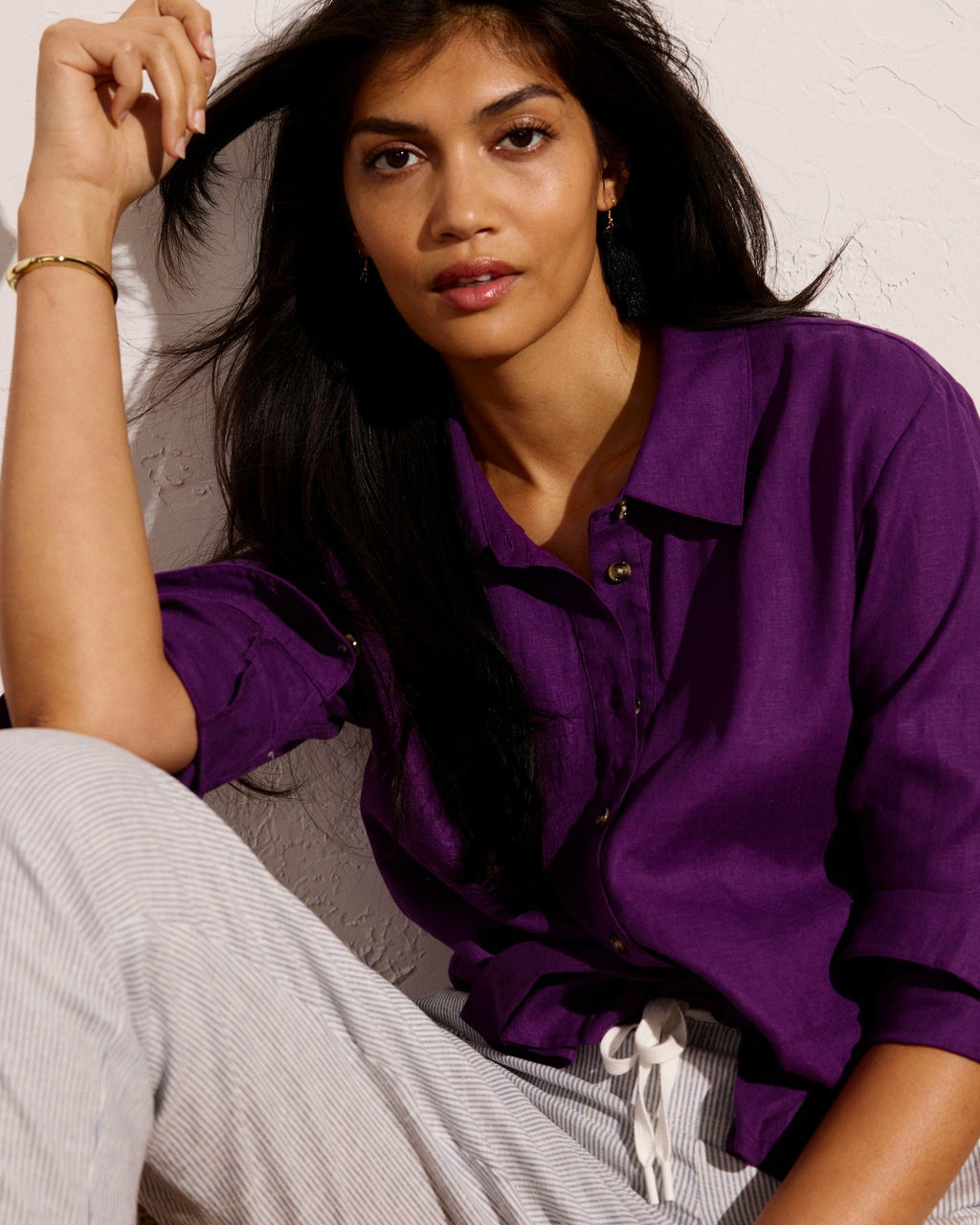Universal Standard Dawn Linen Blend Hi Low Tunic - Dreamy Purple