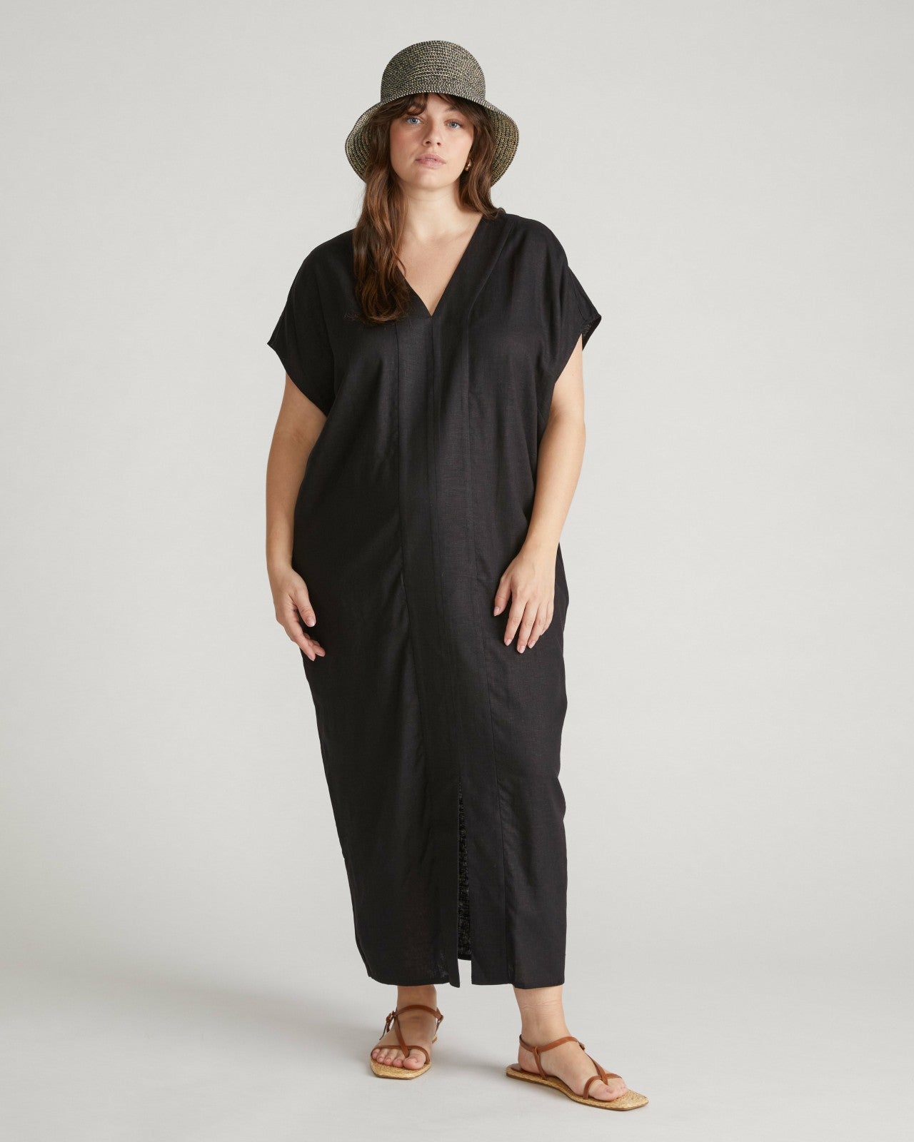 Universal Standard Cabana Linen Blend Kaftan - Black