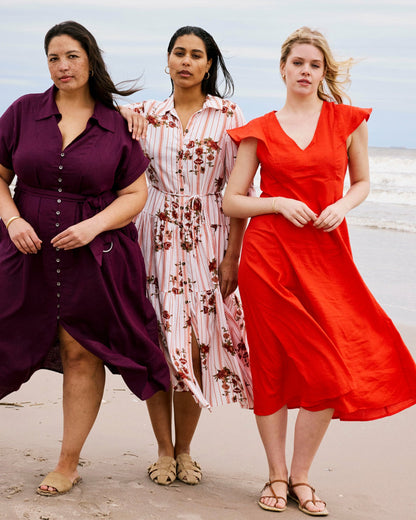 Universal Standard Victoria Linen Blend Dress - Shoreline Sunset