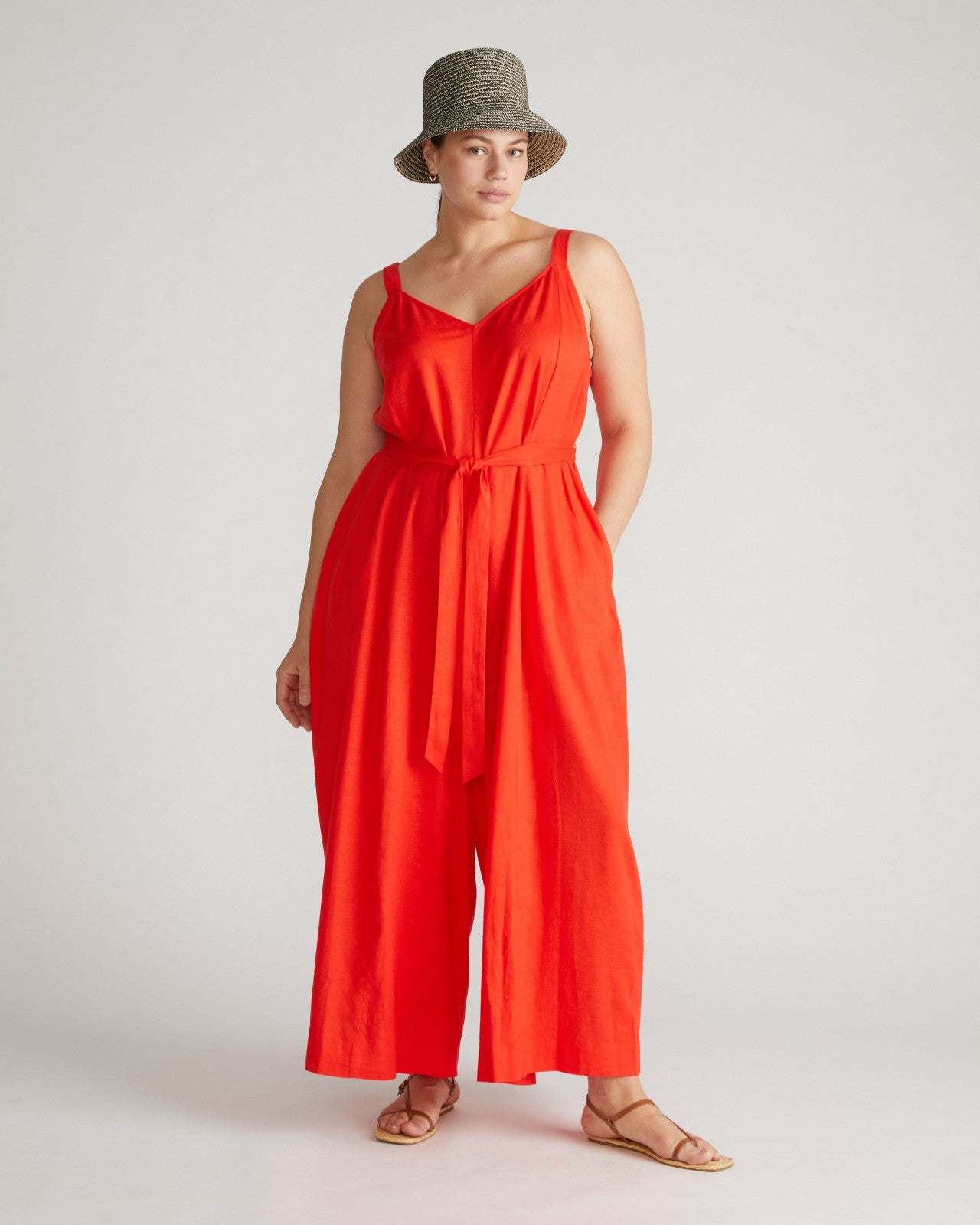 Universal Standard Promenade Linen Blend Jumpsuit - Shoreline Sunset