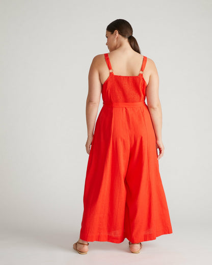 Universal Standard Promenade Linen Blend Jumpsuit - Shoreline Sunset