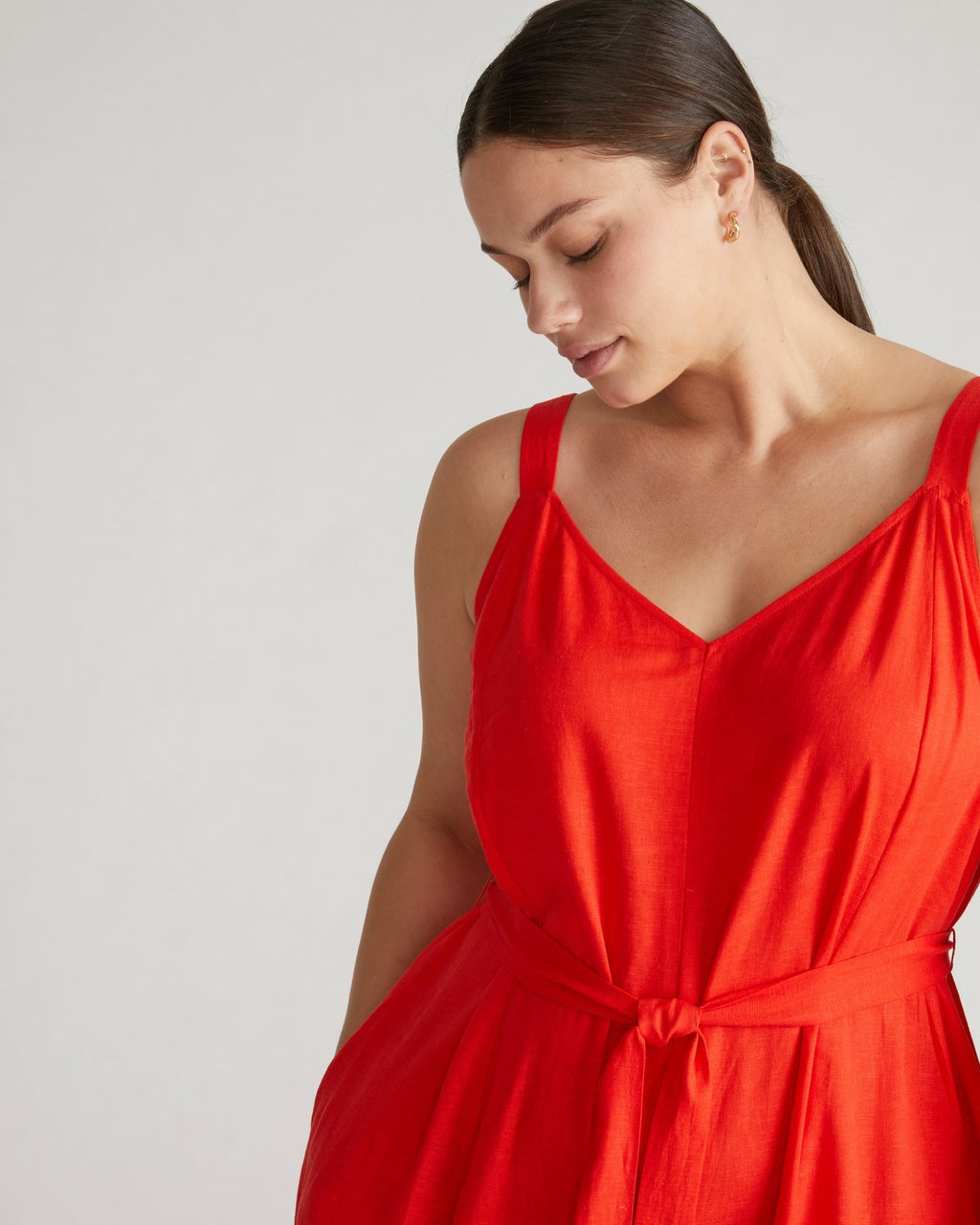 Universal Standard Promenade Linen Blend Jumpsuit - Shoreline Sunset