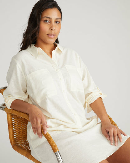 Universal Standard Linen Blend Rubicon Shirtdress - Natural White