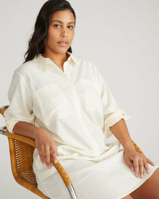 Universal Standard Linen Blend Rubicon Shirtdress - Natural White