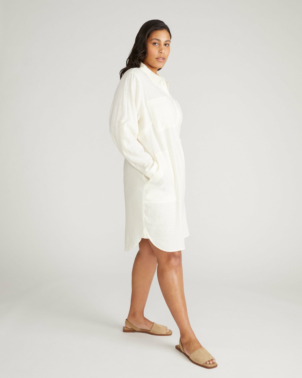 Universal Standard Linen Blend Rubicon Shirtdress - Natural White