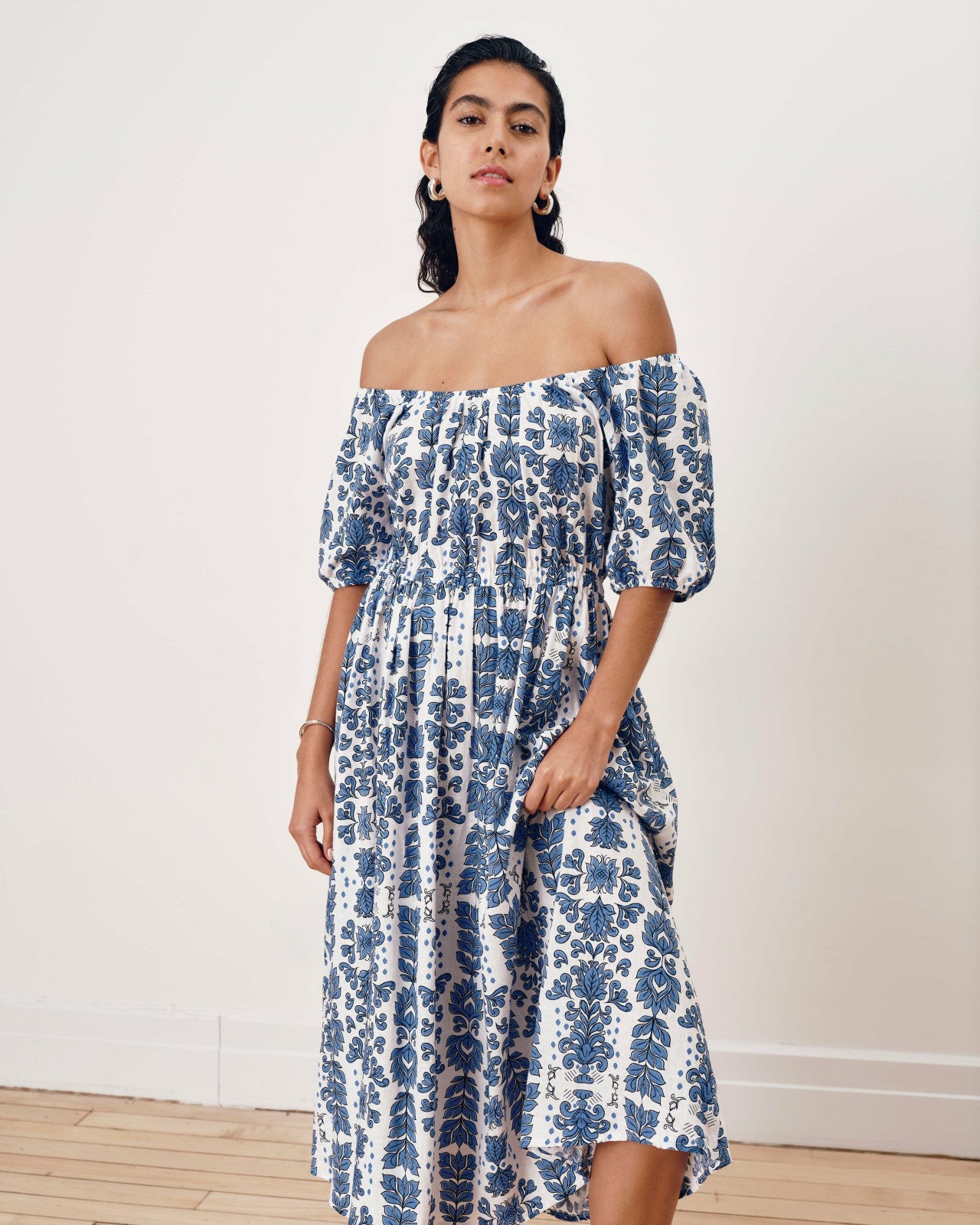 Universal Standard Andrea Linen Blend Dress - Rococo Beach Print