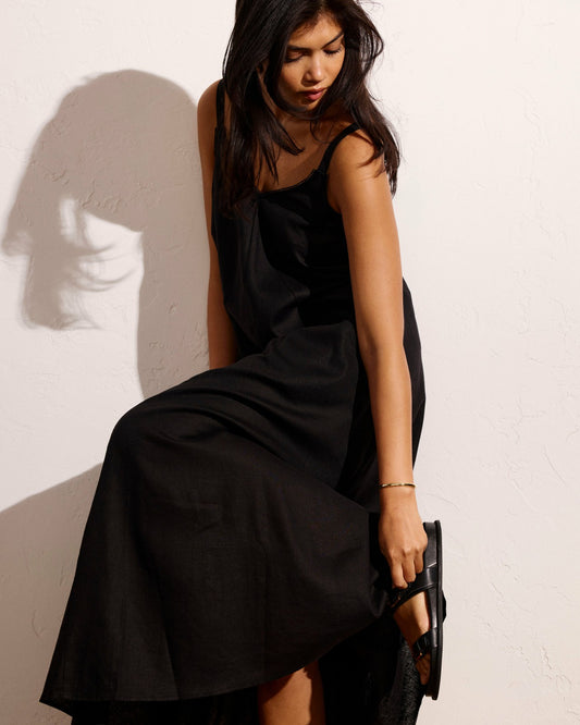 Universal Standard Kite Linen Blend Dress - Black