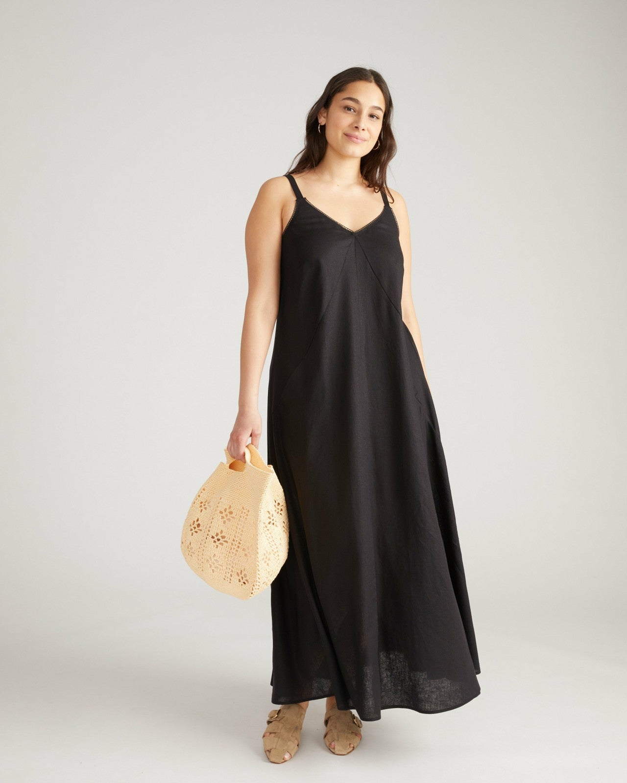 Universal Standard Kite Linen Blend Dress - Black
